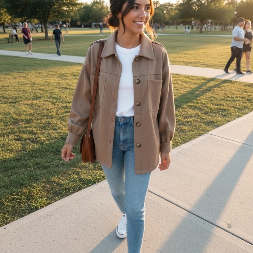 Chic Women's Tan Utility Jacket